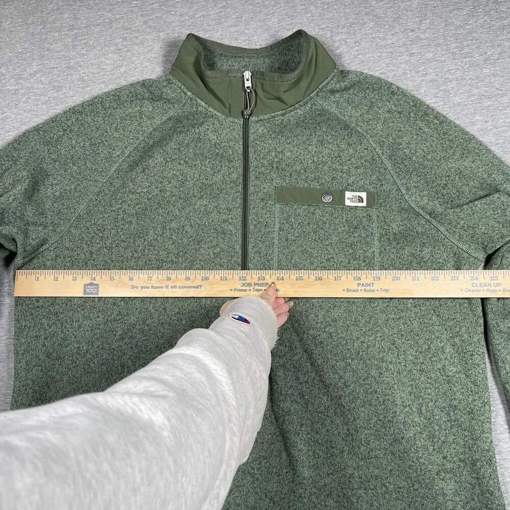 The North Face Sweatshirt Mens XL Green Pullover Fleece Lined Quarter Zip